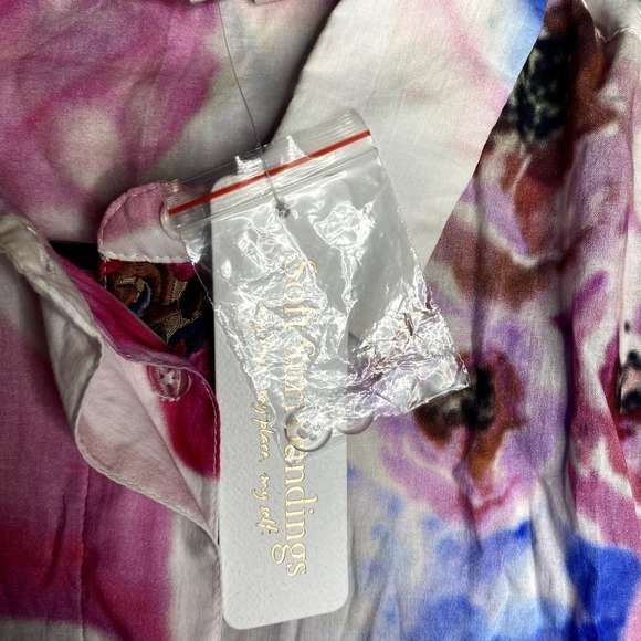 NWT Soft Surroundings roll tab button down artsy art to wear floral abstract M - Picture 2 of 16
